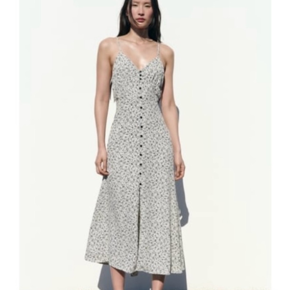 ZARA Floral Print Slip Dress